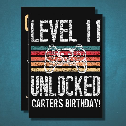 レベル11のロック解除された11誕生日 パーソナライズされた 招待状