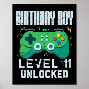 レベル11アンロックゲーマーコントローラー 誕生日男の子 11歳 ポスター