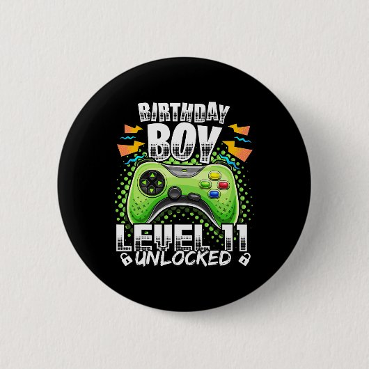 レベル11ロック解除ビデオゲーム11誕生日ゲーマーG 缶バッジ (正面)