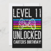 レベル11ロック解除11誕生日ゲーマパーソナライズされたー 招待状 (正面)
