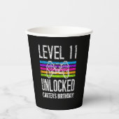 レベル11ロック解除11誕生日ゲーマパーソナライズされたー 紙コップ (正面)