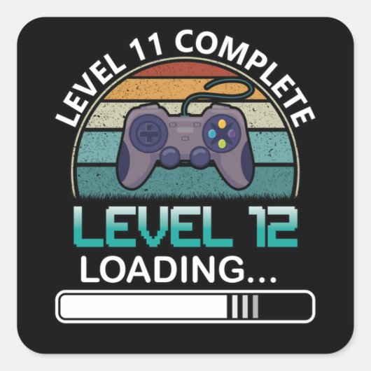 レベル11完全レベル12 |誕生日ビデオゲーム スクエアシール (正面)