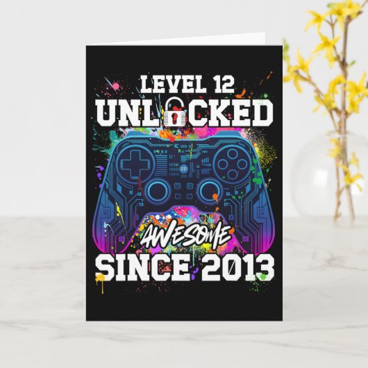 レベル12のロックが解除されました 2013年からすごい 12歳の誕生日 カード (黄色い花)