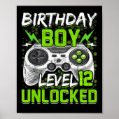 レベル12アンロックされたゲーマー12番目の誕生日ギフトビデオG ポスター (正面)