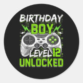 レベル12アンロックされたゲーマー12番目の誕生日ギフトビデオG ラウンドシール (正面)