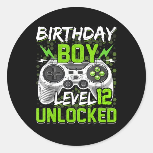 レベル12アンロックされたゲーマー12番目の誕生日ギフトビデオG ラウンドシール (正面)