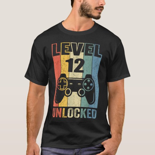 レベル12アンロック おもしろい ビデオゲーマー 12歳 Tシャツ (正面)