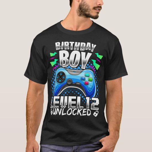 レベル12ロック解除されたビデオゲーム12誕生日ゲーマーG Tシャツ (正面)