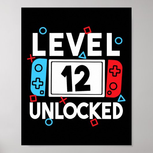 レベル12ロック解除ゲーマー12誕生日ビデオゲームB ポスター (正面)
