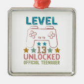 レベル13のロック解除された公式10代の若者ゲーマー メタルオーナメント (正面)