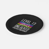 レベル13のロック解除された13番目の誕生日パーソナライズされた紙 ペーパープレート (アングル)