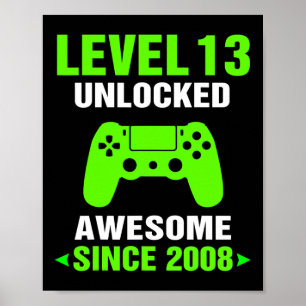 レベル13のロック解除は素晴らしい 2008 誕生日ビデオゲーム 13歳 ポスター