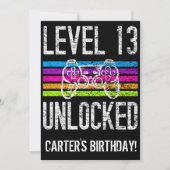 レベル13アンロック13th誕生日ゲーマーパーソナライズされた 招待状 (正面)