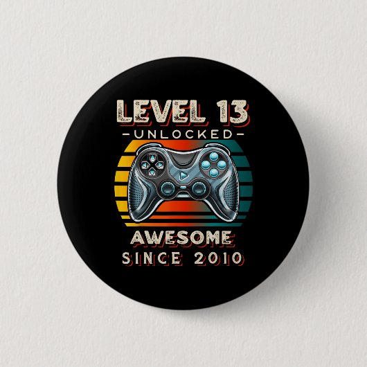 レベル13ロック解除ビデオゲーム13誕生日13年O 缶バッジ (正面)