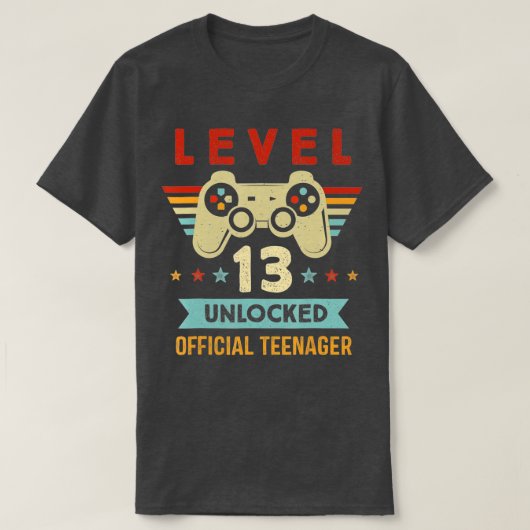 レベル13ロック解除公式10代の若者第13誕生日 Tシャツ (デザイン正面)