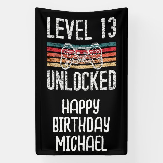 レベル13ロック解除13番目の誕生日バナー 横断幕 (縦)