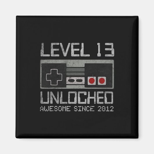 レベル13ロック解除13誕生日13年の古いビデオ マグネット (正面)