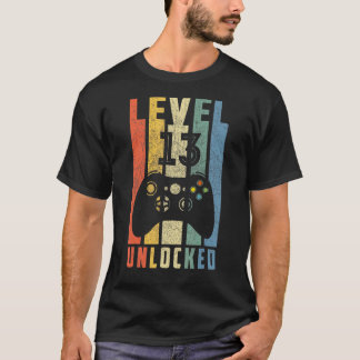 レベル13ロック解除13thビデオゲーマー誕生日少年 tシャツ
