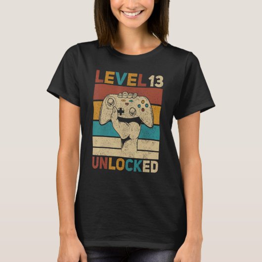 レベル13年旧ロック解除13誕生日ゲーマーティー Tシャツ (正面)