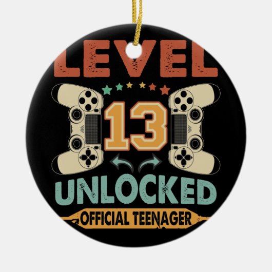 レベル13非ロック公式10代の若者13誕生日 セラミックオーナメント (正面)