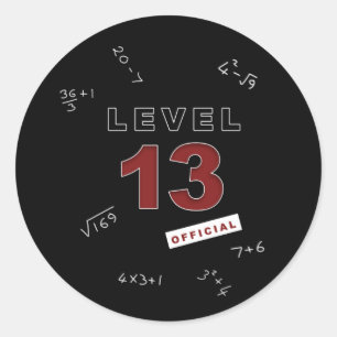 レベル1310代の若者13th誕生日の数学またはゲーム ラウンドシール