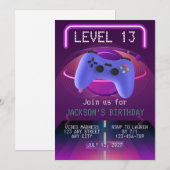レベル13 ゲーム 誕生日 招待状 (正面/裏面)