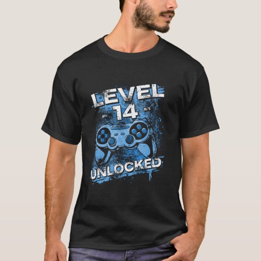 レベル14のロック解除されたゲーマー Tシャツ (正面)