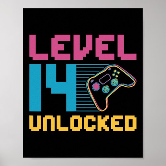 レベル14のロック解除されたゲーム誕生日 ポスター (正面)
