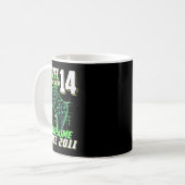 レベル14アンロック 2011年からスゴイ 14歳の誕生日 コーヒーマグカップ (正面左)