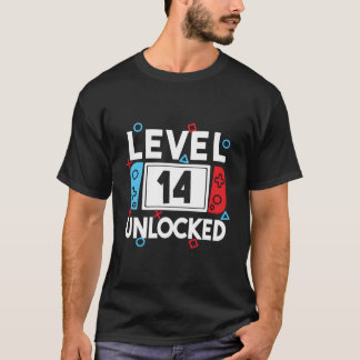 レベル14ロック解除ゲーマー14th誕生日ビデオゲームB Tシャツ
