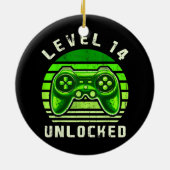 レベル14ロック解除ビデオゲーム14th誕生日ゲーマー セラミックオーナメント (裏面)