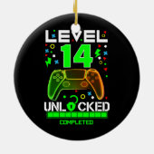 レベル14ロック解除ビデオゲーム14th誕生日ゲーマー セラミックオーナメント (裏面)