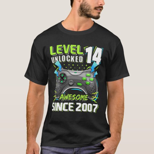 レベル14ロック解除素晴らし2007ビデオゲーム14th Bir Tシャツ (正面)