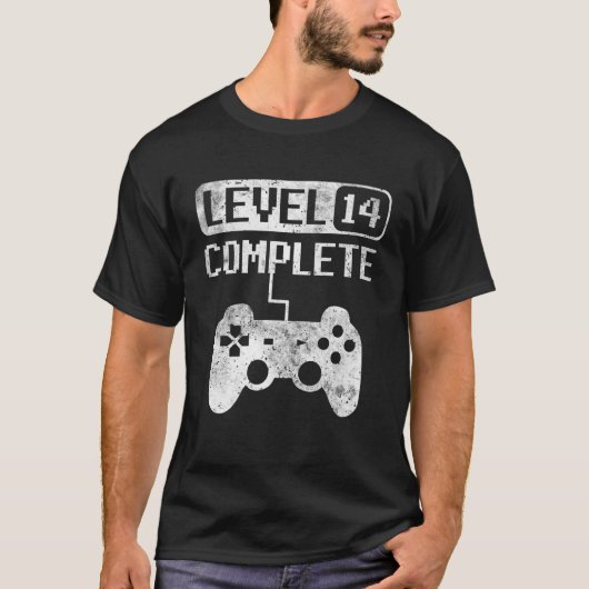 レベル14完全な誕生日14年間ゲーマーゲーム Tシャツ (正面)