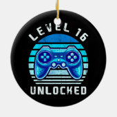 レベル16ロック解除されたビデオゲーム16th誕生日ゲーマー セラミックオーナメント (裏面)