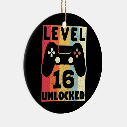レベル16ロック解除16誕生日16歳ゲーマー セラミックオーナメント (右)