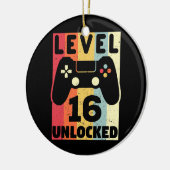 レベル16ロック解除16誕生日16歳ゲーマー セラミックオーナメント (左)