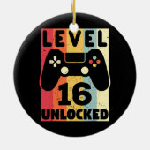 レベル16ロック解除16誕生日16歳ゲーマー セラミックオーナメント (裏面)