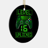レベル16ロック解除16thビデオゲーマー誕生日少年 セラミックオーナメント (右)
