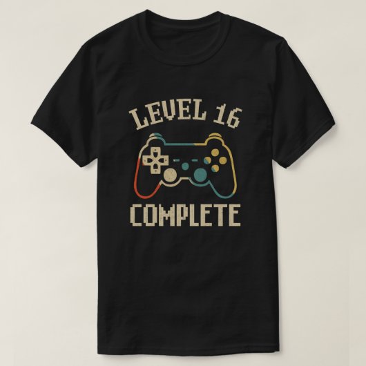 レベル16完全16周年記念ビデオゲーマー Tシャツ (デザイン正面)