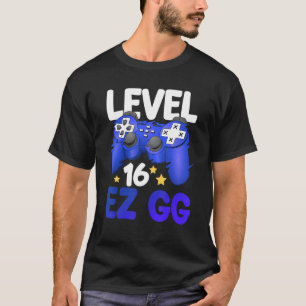 レベル16 EZ GG 16thゲーマーボーイ10代の若者コントローラー Tシャツ