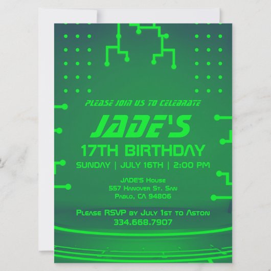 レベル17アンロック ゲーム17歳誕生日 招待状 (裏面)