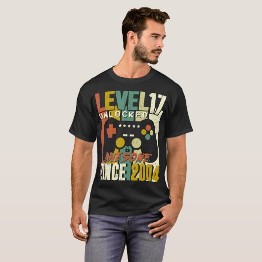 レベル17ロック解除された素晴らしビデオゲーム17番目の誕生日 Tシャツ (正面フル)
