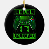 レベル17ロック解除17thビデオゲーマー誕生日少年 セラミックオーナメント (裏面)
