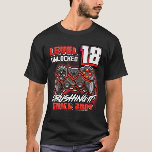 レベル18ロック解除押し潰し2004ビデオゲーム18th tシャツ (正面)