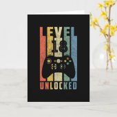 レベル18解放 18歳のゲーマー誕生日ボーイギ カード (黄色い花)