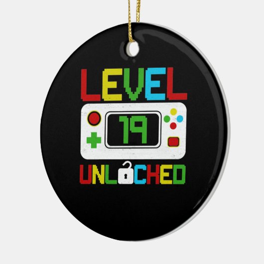 レベル19ロック解除されたビデオゲーム10誕生日ギフト セラミックオーナメント (左)