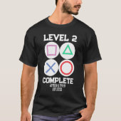 レベル2クリア ゲーマーカップルおそろいデザイン Tシャツ (正面)