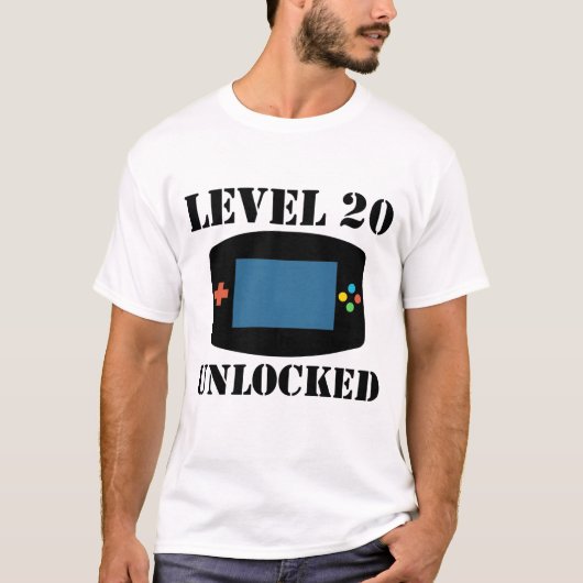 レベル20はビデオゲームの第20誕生日の鍵を開けました Tシャツ (正面)