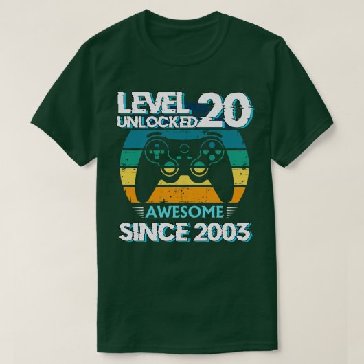 レベル20ロック解除素晴らし2003 20th誕生日ゲーマー tシャツ (デザイン正面)